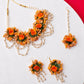 Orange Handmade Floral Haldi-Mehendi Bridal Jewelry Set