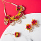 Pink and Yellow Handmade Floral Haldi-Mehendi Bridal Jewelry Set
