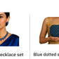 Blue floral necklace set with dotted blue hand clutch