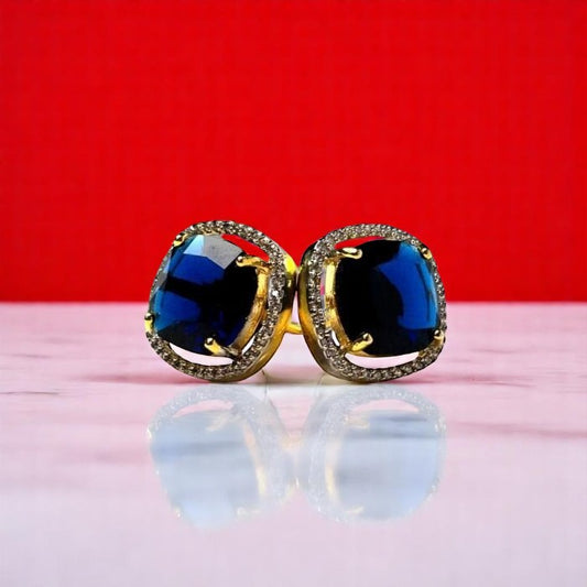 92.5 Silver Zircon Blue Gemstone Studs