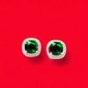 Green Panna Gemstone Zircon Studs