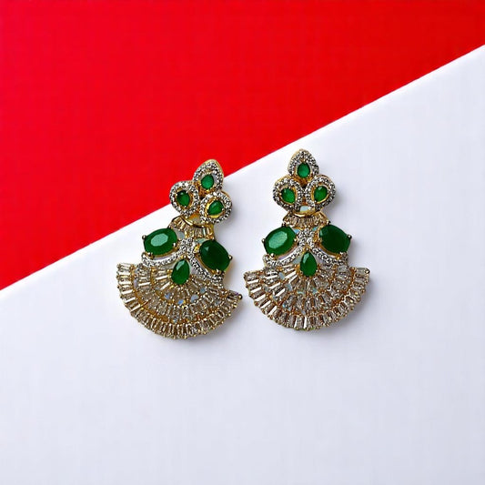 Zircon Swarovski Green Gemstone Long Earrings