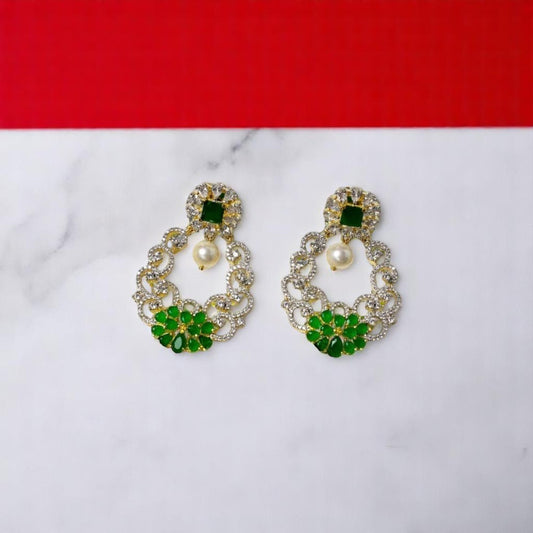 Zircon Ethnic Green Stones Earrings
