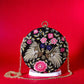 Black and Pink Floral Embroidered Hand Clutch with Sling