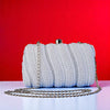 White Pearl Hand Clutch with Sling