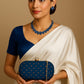 Blue floral necklace set with dotted blue hand clutch