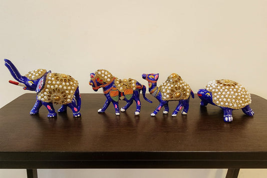 Regal Harmony – Meenakari Animal Showpiece Set