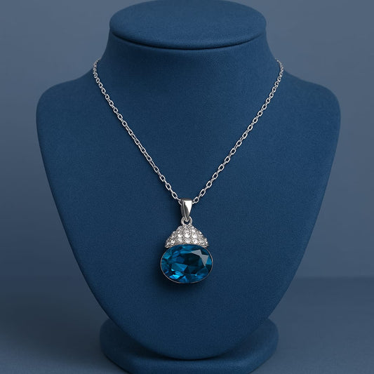 Blue Aqua Crystal Pendant – Serenity in Stone