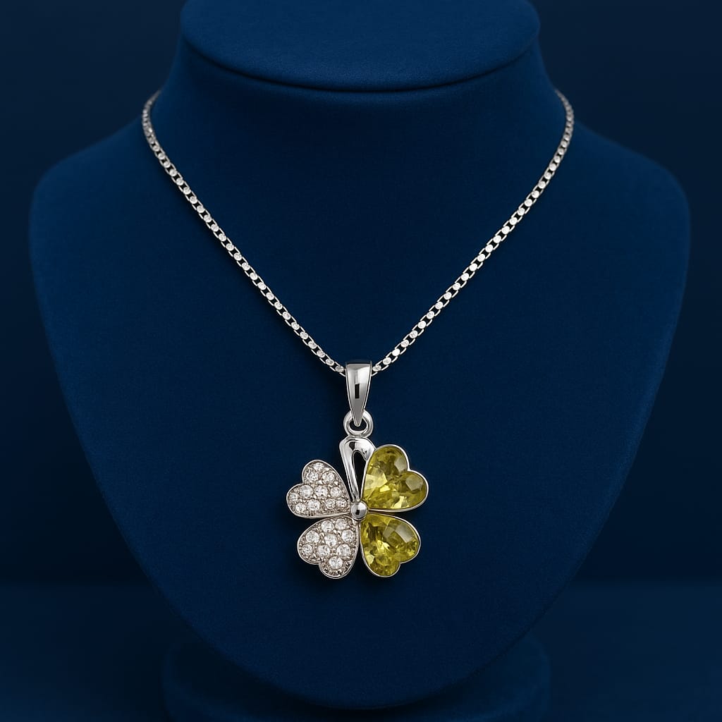 Mehndi Green Crystal Flower Pendant – Floral Jewelry for Women