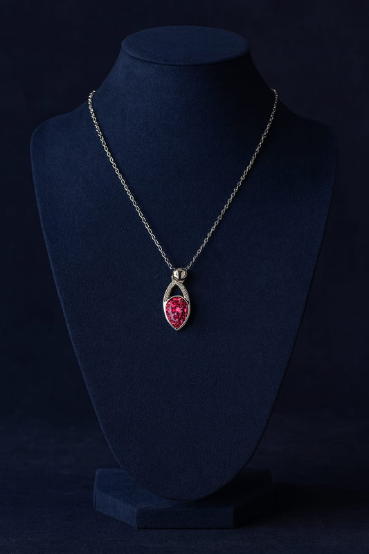 Pink Eye Crystal Pendant – Mystical Evil Eye Necklace in Rose Crystal