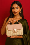 Bamboo Light Pink Leather Bag with Sling