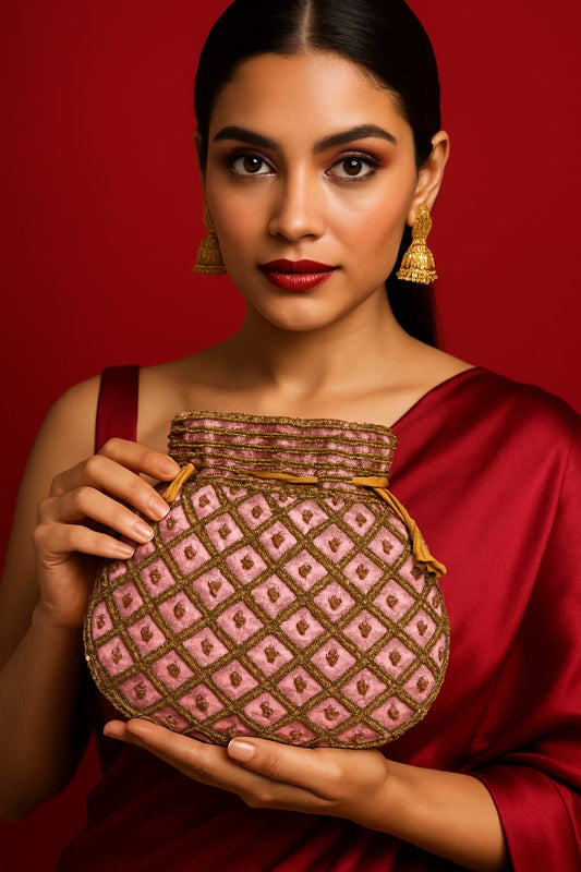 Sequence Pink Potli Bag