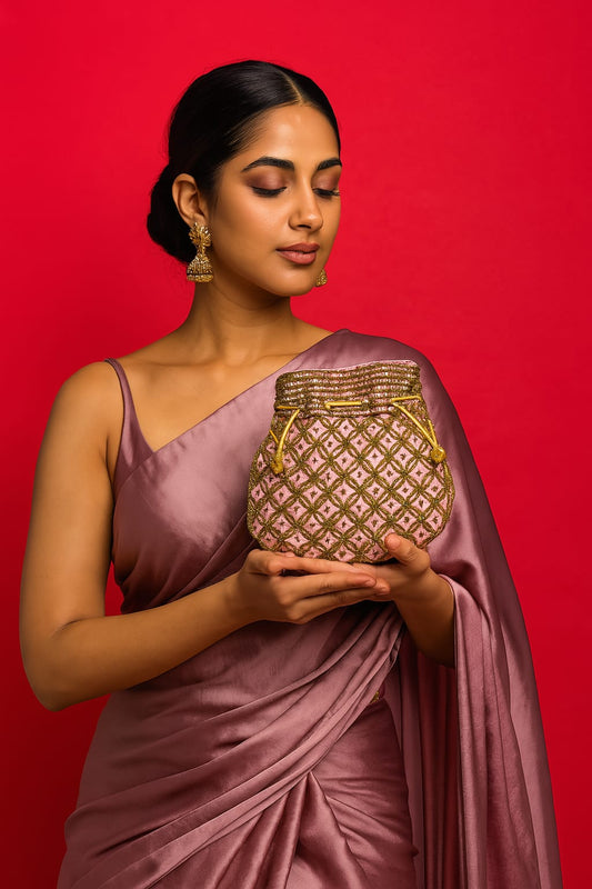 Sequence Pink Potli Bag