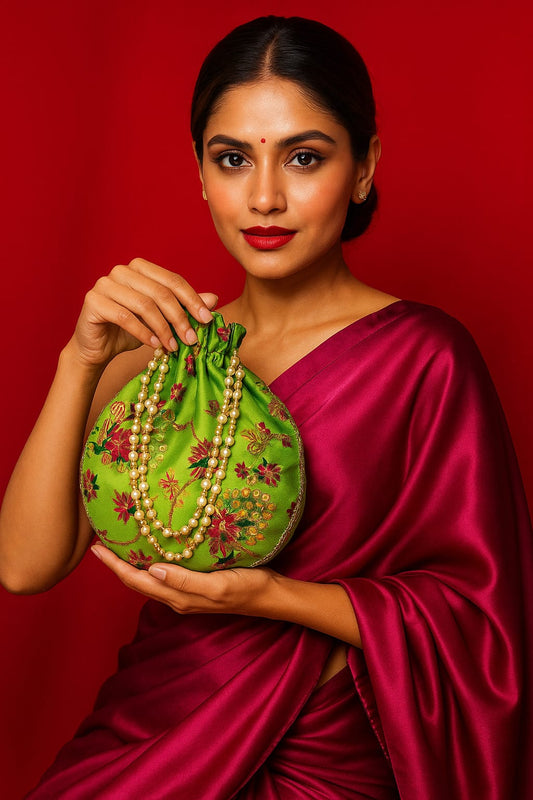 Green Zari Potli Bag