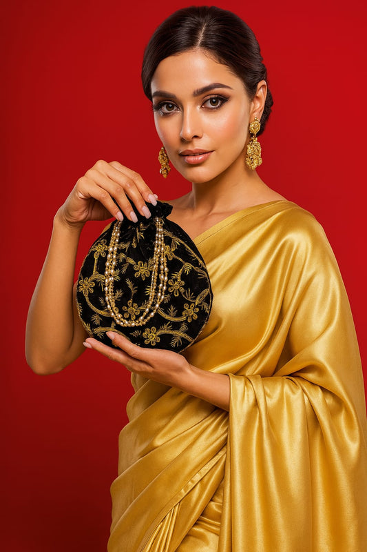 Black Zari Potli Bag
