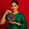 Black and Pink Floral Embroidered Hand Clutch with Sling