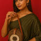 Bamboo Off White Flower Round Sling Bag