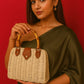 Bamboo Dark Beige Sling Bag with Wooden Handle