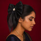 Organza Black Bow Clip