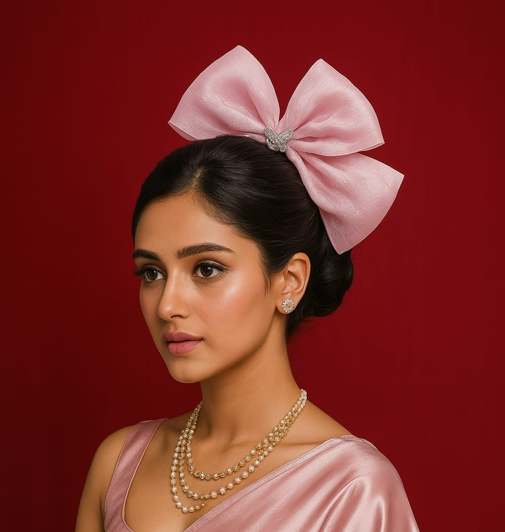 Organza Light Pink Bow Clip