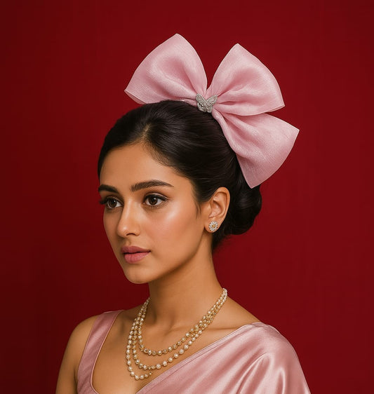 Organza Light Pink Bow Clip