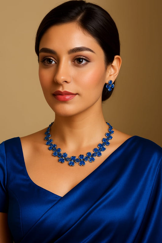 Blue Floral Necklace Set
