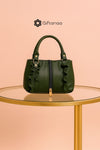 Mehndi green leather bag with sling