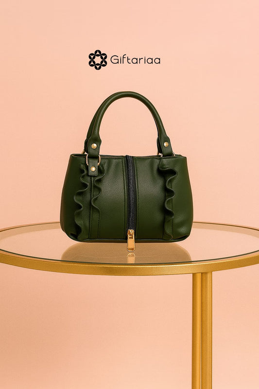Mehndi green leather bag with sling