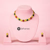 Gold plated ruby and panna round necklace set