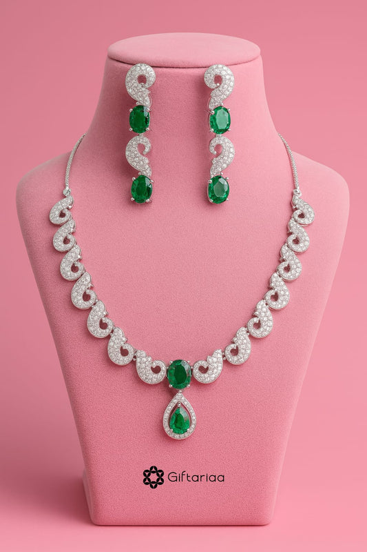 Green panna zircon neckalce set