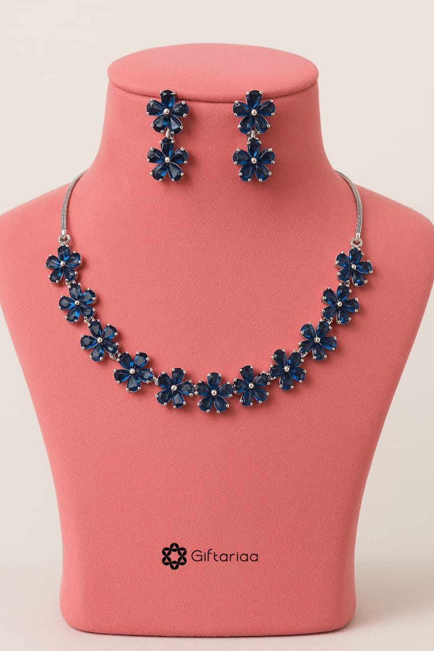 Blue Floral Necklace Set