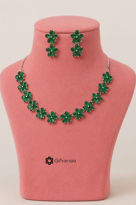 Green Floral Necklace Set