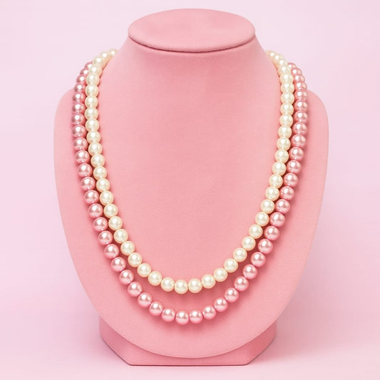 White pink pearl mala